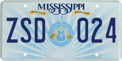 MS license plate ZSD024