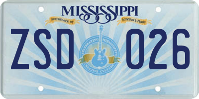 MS license plate ZSD026