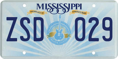 MS license plate ZSD029