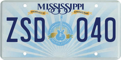 MS license plate ZSD040