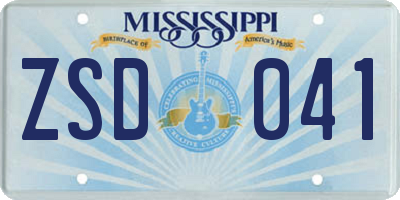 MS license plate ZSD041