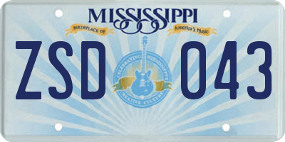 MS license plate ZSD043