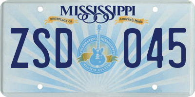 MS license plate ZSD045
