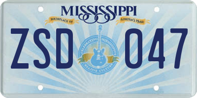 MS license plate ZSD047