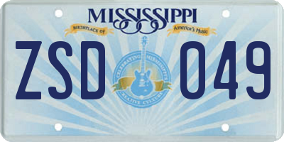 MS license plate ZSD049
