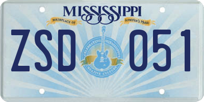 MS license plate ZSD051
