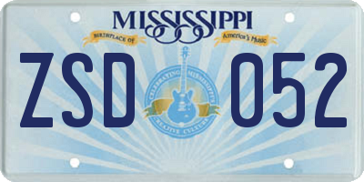 MS license plate ZSD052