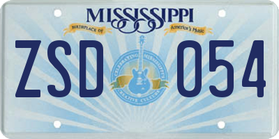 MS license plate ZSD054