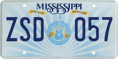 MS license plate ZSD057
