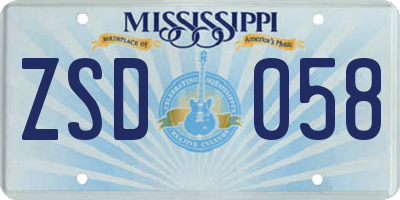 MS license plate ZSD058