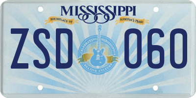 MS license plate ZSD060