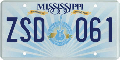 MS license plate ZSD061