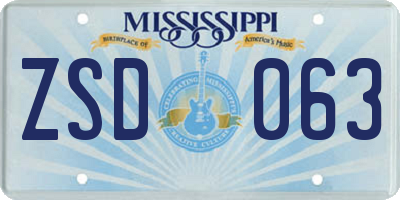 MS license plate ZSD063