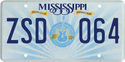 MS license plate ZSD064
