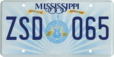 MS license plate ZSD065