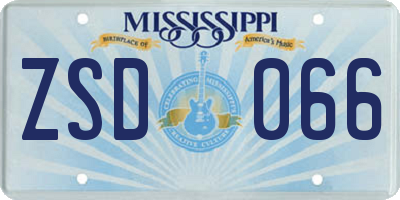 MS license plate ZSD066