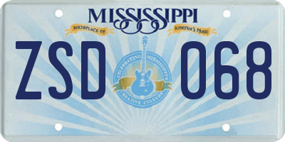 MS license plate ZSD068