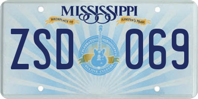 MS license plate ZSD069