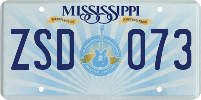MS license plate ZSD073