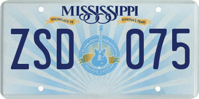 MS license plate ZSD075