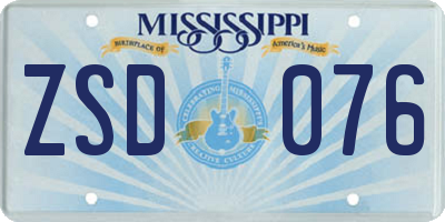 MS license plate ZSD076
