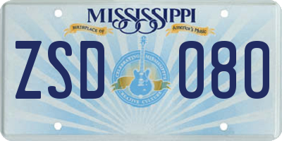 MS license plate ZSD080