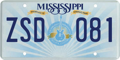 MS license plate ZSD081