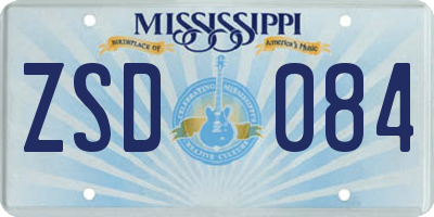 MS license plate ZSD084