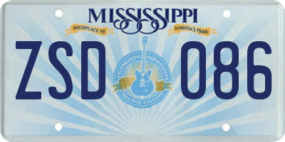 MS license plate ZSD086