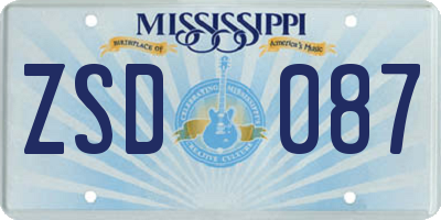 MS license plate ZSD087