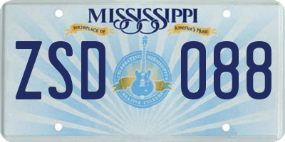 MS license plate ZSD088
