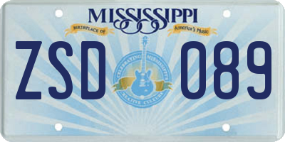 MS license plate ZSD089