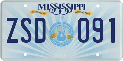 MS license plate ZSD091
