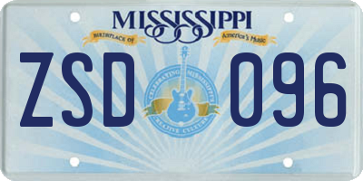 MS license plate ZSD096