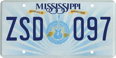 MS license plate ZSD097