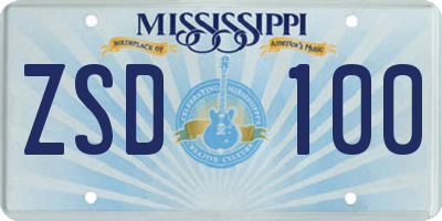 MS license plate ZSD100