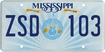 MS license plate ZSD103