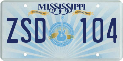 MS license plate ZSD104