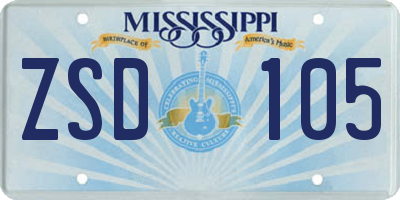 MS license plate ZSD105