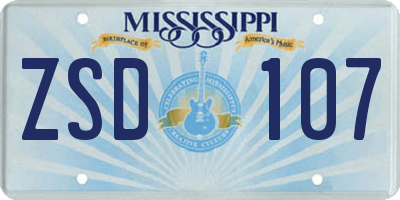 MS license plate ZSD107