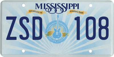MS license plate ZSD108