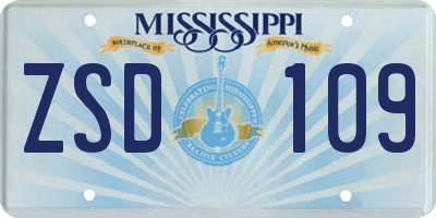 MS license plate ZSD109