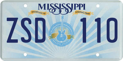 MS license plate ZSD110
