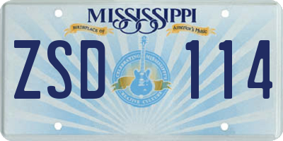 MS license plate ZSD114