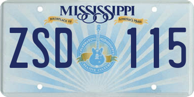MS license plate ZSD115