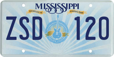 MS license plate ZSD120