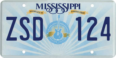 MS license plate ZSD124