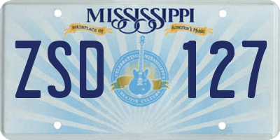 MS license plate ZSD127