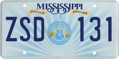 MS license plate ZSD131