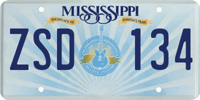 MS license plate ZSD134